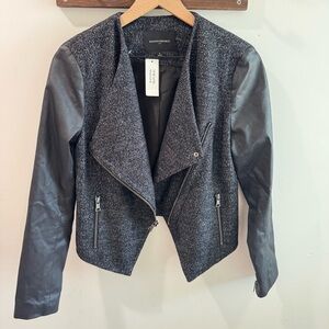 Banana Republic NWT Faux Leather Marled Wool Blend Zip Front Moto Jacket Size 6
